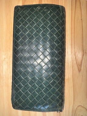 Bottega Veneta Dark Green Intrecciato Long Wallet